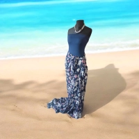 Wzorzysta spódnica plażowa chusta PAREO L/XL różowe kwiaty